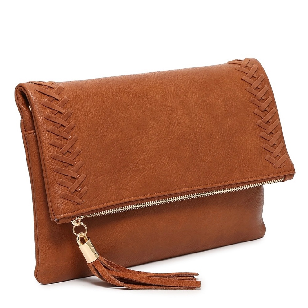 Crown Vintage Foldover Whipstitch Crossbody Bag - Picture 4 of 10